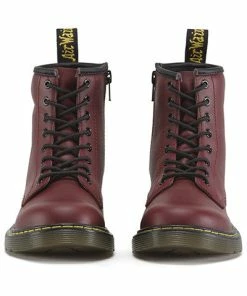 Dr. Martens Dr Martens Youth Delaney Cherry Red Softy T Leather Boots -Cheap High Tops Store 15382601.F 800x
