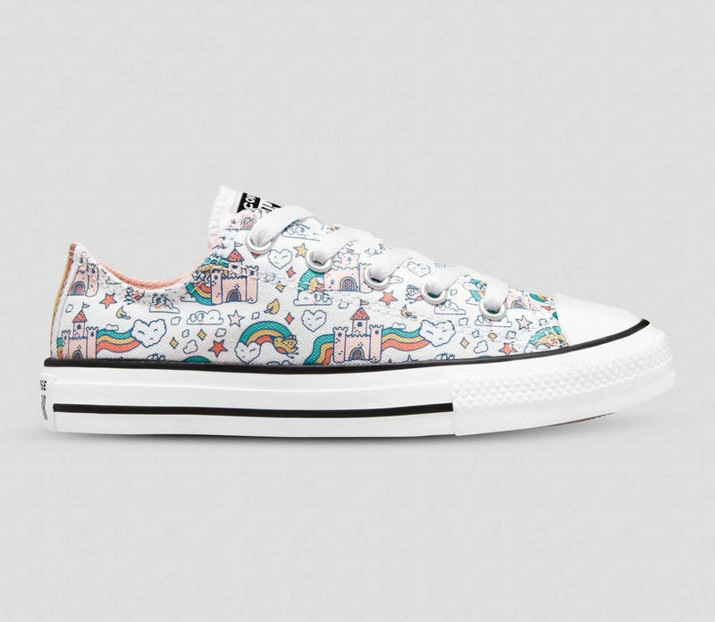 Converse Youth Ox Low White Rainbow Castles 372944C 3 Converse Youth Ox Low White Rainbow Castles 372944C
