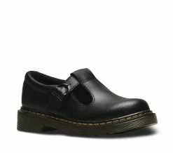 Dr. Martens Dr Martens Polley Junior Black Smooth 2438601 Youth T-Bar Sandals