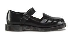 Dr. Martens Dr Martens Deardra Polished Smooth Black Leather Sandals