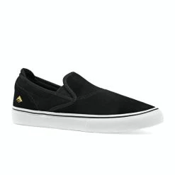 Famous Rock Shop Emerica Wino G6 Slip On 6101000111 Black White Gold Mens