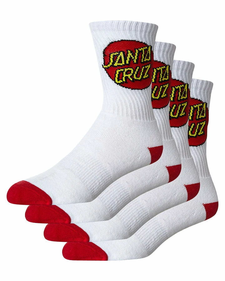 Santa Cruz White Socks 4 Pair Pack Men's Size US 7-11
