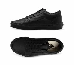 Vans Youth Old Skool Leather Kids Black Mono VN00W9TL3B