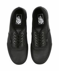 Vans Authentic Italian Leather Black Black School Shoes -Cheap High Tops Store Vans italian leather black black famous rock shop 2 800x