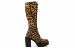 Roc Boots Lash Tan Leopard Patent Knee High Boots