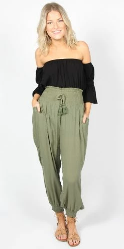 Sass Clothing Sass Geanie Crinkle Pants Khaki 9930PWSS